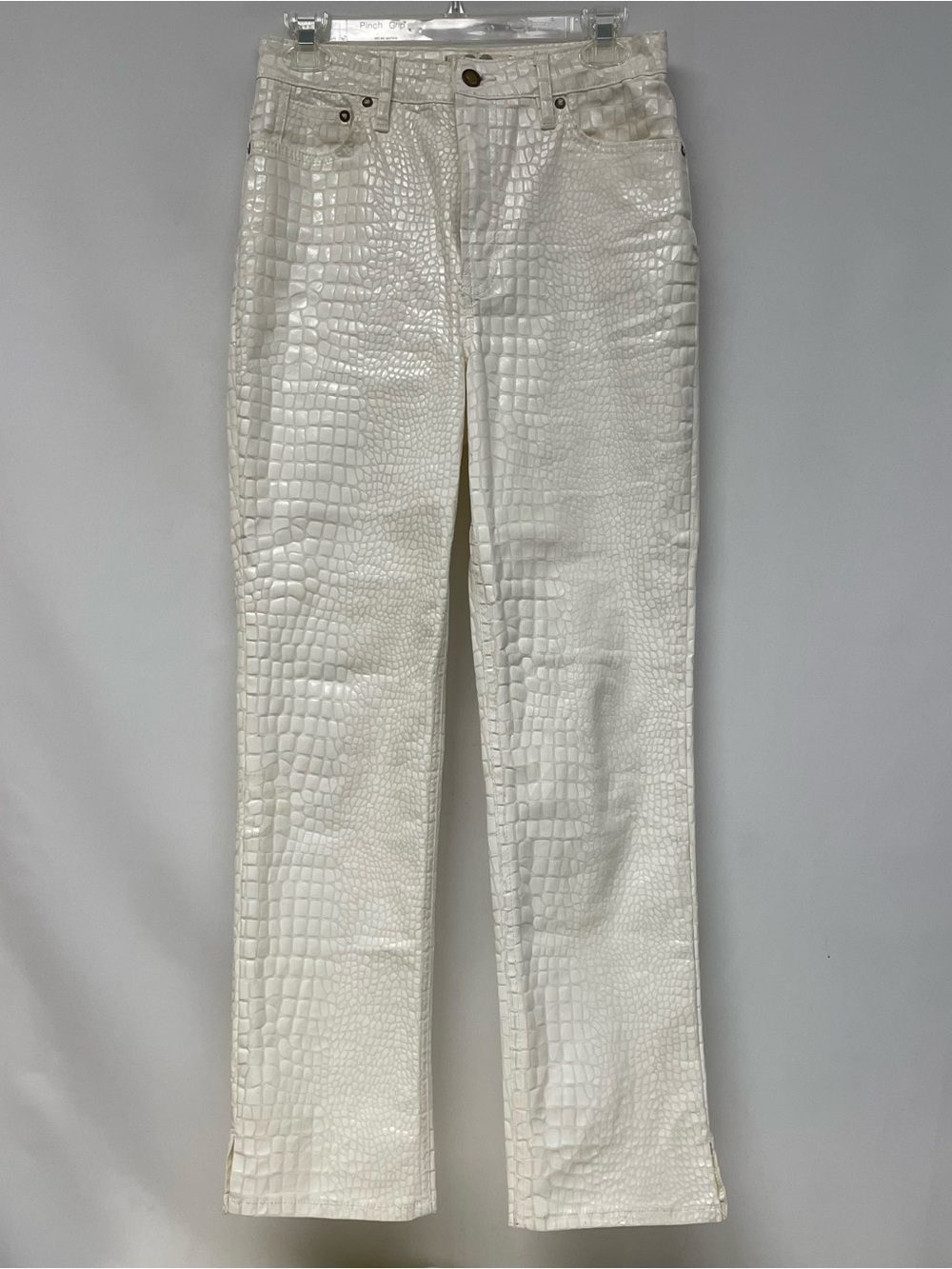 White Faux Croc Straight-Leg Pants Free People